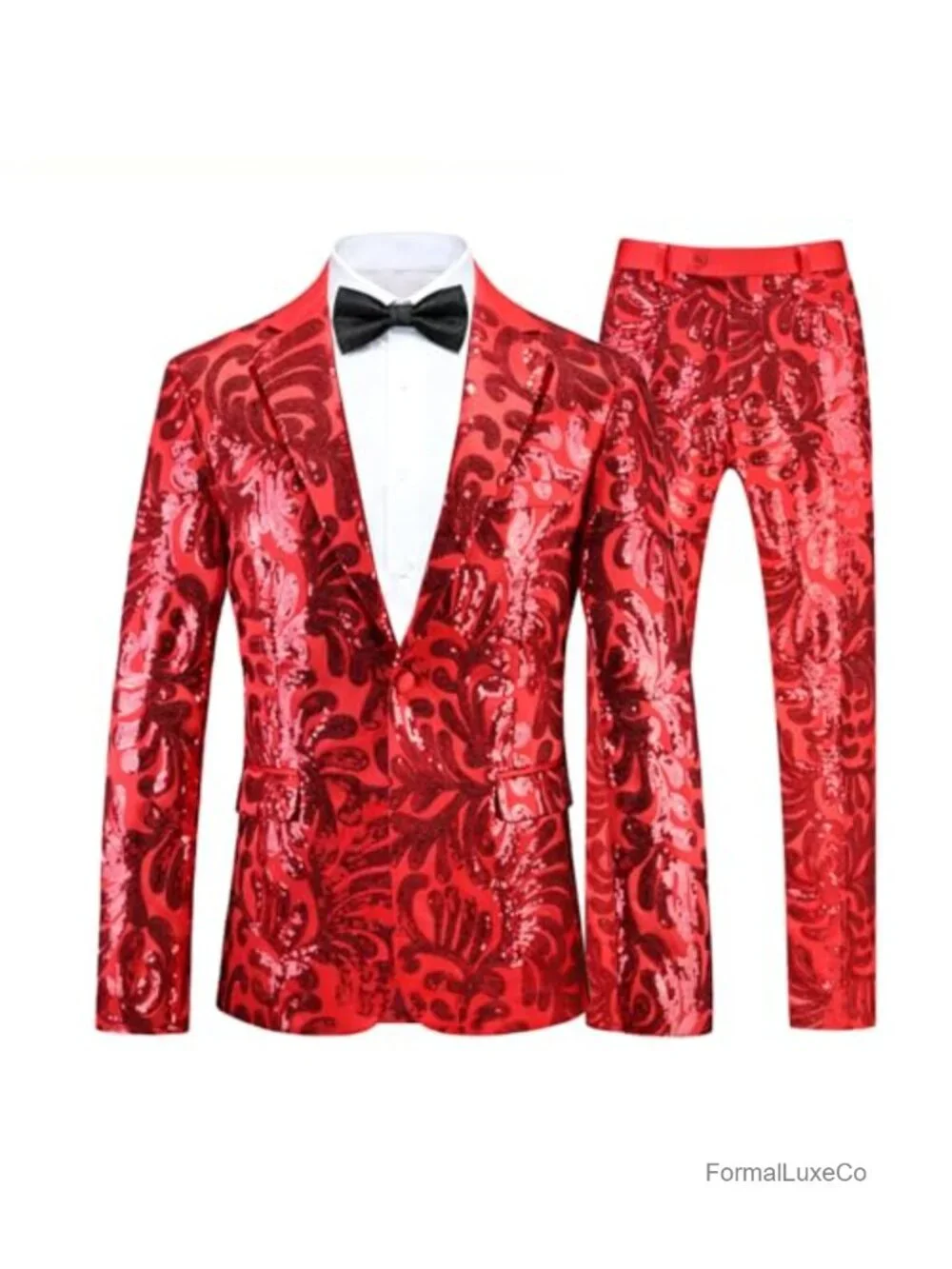 Men's Sequin Shiny 2 Piece Suit Set Classic Fit Party Prom Disco Club Tuxedo